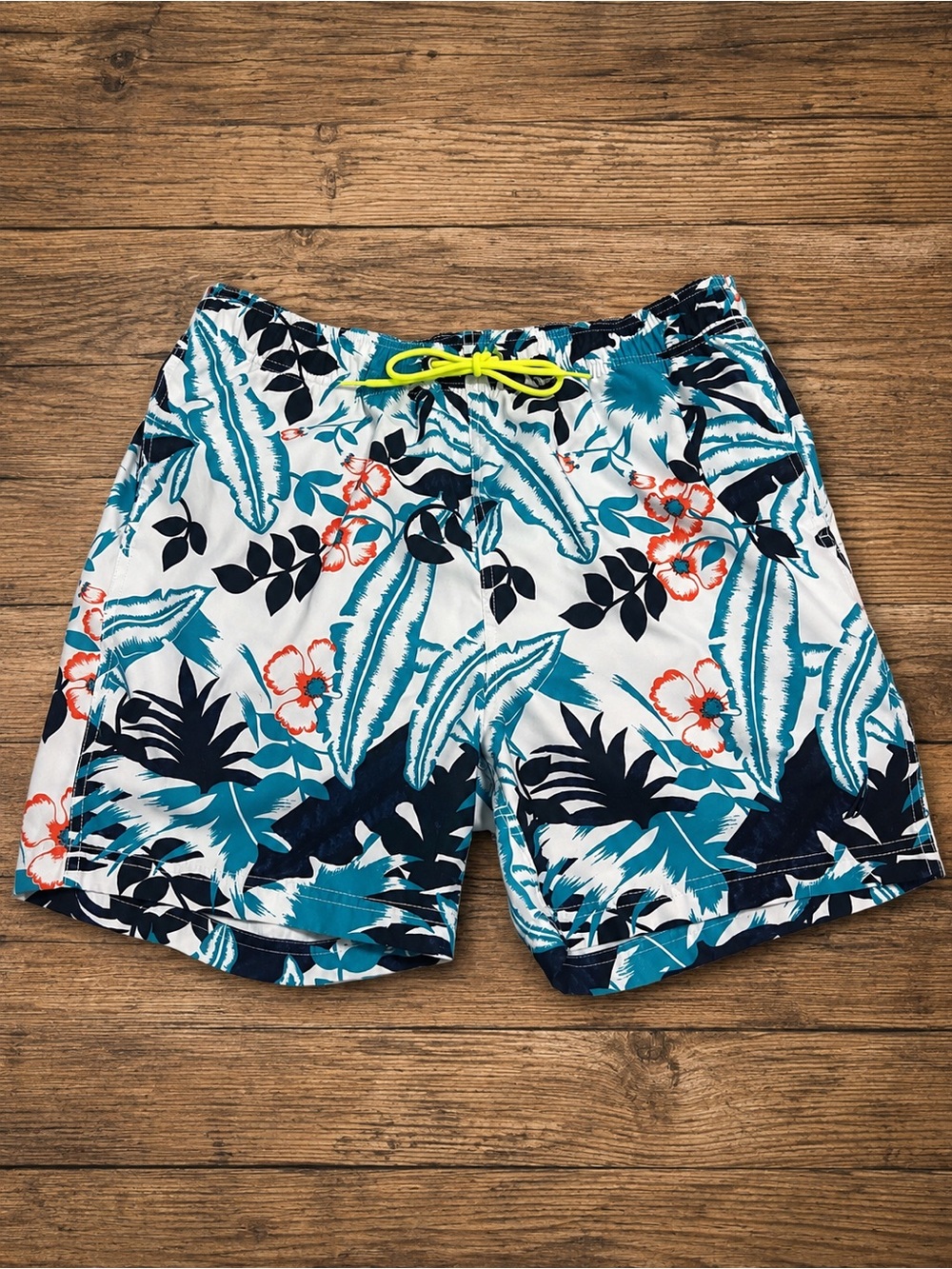 Nautica Teal, White & Navy Tropical Floral Swim Shorts